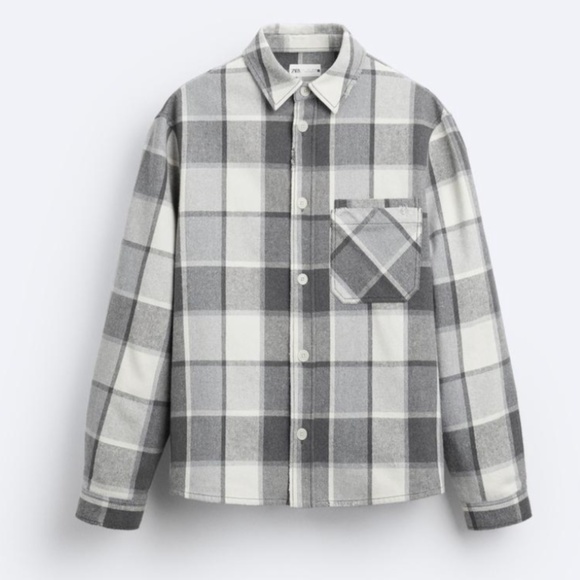 ZARA PLAID OVERSHIRT gray/white - Picture 6 of 13